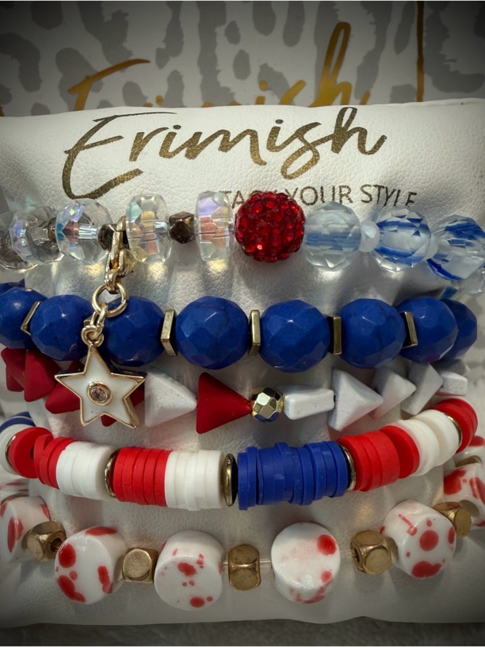 New ERIMISH Bracelets - 5 Pc - RWB - Custom Regular, Kids or Extended Size
